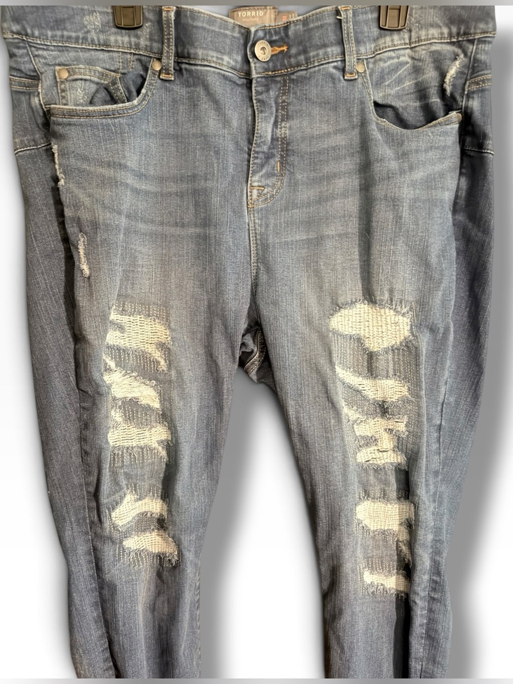 TORRID Deconstructed Skinny washed Jeans Frayed Edge Sz 20R